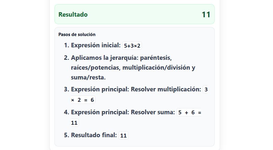 Calculadora de operaciones combinadas